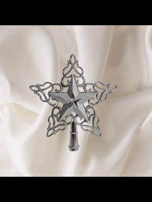 Nedi Yılbaşı Ağaç Süsü 20x22 Cm Tepelik Yıldız Metalik Gümüş 13299