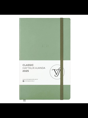 Victorias Journals Classic 13x21 Haftalık Ajanda Sert Kapak Ivory A.yeşil 124-1413 2025