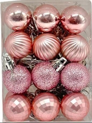 Nedi Yılbaşı Top Süs 4 Cm Pembe 24"lü 13255