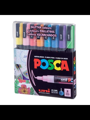 Uni Posca 0.9-1.3 Su Bazlı Markör Kalem Simli 8"li Pc-3ml 8c