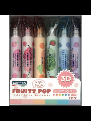 Gıpta Fosforlu Kalem Çift Uçlu 6 Lı Meyve Kokulu F1479
