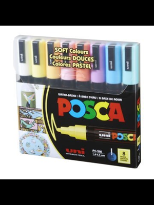 Uni Posca 1.8-2.5 Su Bazlı Markör Kalem Soft Renkler 8"li Pc-5m 8c