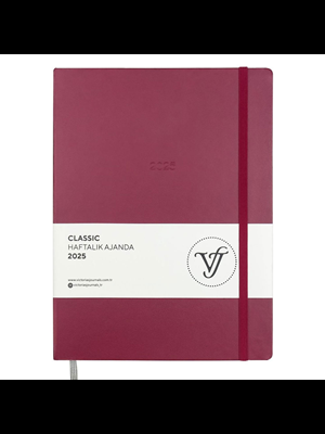 Victorias Journals Classic 19x25 Haftalık Ajanda Sert Kapak Ivory Bordo 124-1403 2025