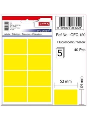 Tanex 63.5x38.1 Mm Renkli Laser Etiket 100 Lü Sarı