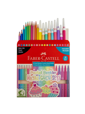 Faber Castell Hayal Gücü Seti(10 Keçeli Kalem+10 Kuruboya) Pastel Renkler 5178000107