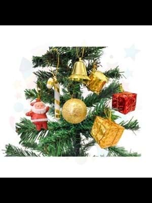 Nedi Yılbaşı Ağaç Süsü Şeker Kamışı Noel Baba Çan Fiyonk Paket As3