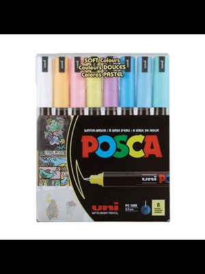 Uni Posca 0.7 Su Bazlı Markör Kalem Soft Renkler 8"li Pc-1m 8c