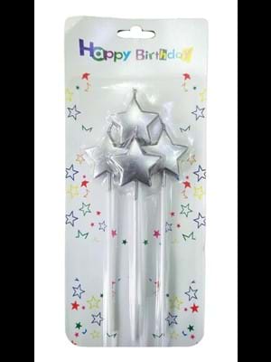 Nedi Çubuklu Yıldız Mum 4"lü Metalik Gümüş\kırmızı 00182\00181