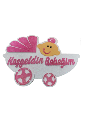 Nedi Strafor Bebek Arabalı Süs Hoşgeldin Bebek Pembe 12036