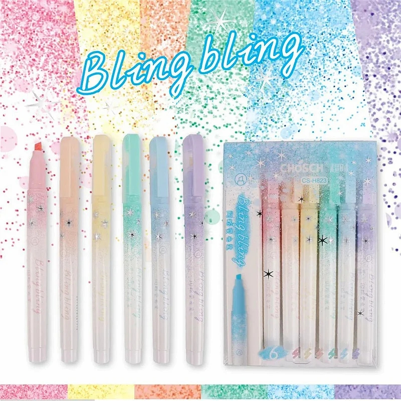 CHOSCH FOSFORLU KALEM SİMLİ PASTEL RENKLER 6"LI CS-H823