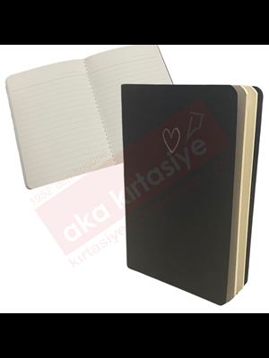 Lizy A6 40 Yp Çizgili Ivory Siyah Karton Kapak Defter Syha6