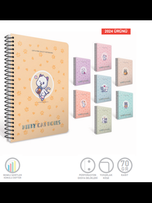 Gıpta Kitty Cat A4 Pp Kapak Spiralli Defter Çizgili 80 Yp 7279