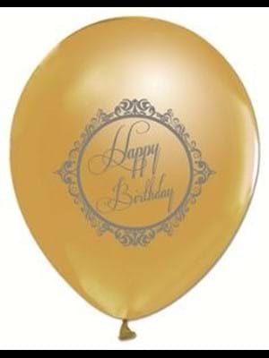 Nedi Baskılı Balon Elegant Strıpe Gold Happy Bırthday 14"lü 9075