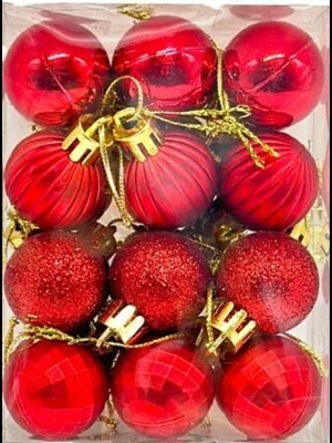Nedi Yılbaşı Top Süs 4 Cm Kırmızı 24"lü 13254