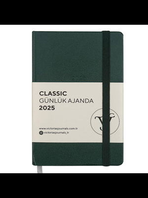 Victorias Journals Classic 9x14 Günlük Ajanda Sert Kapak Ivory Yeşil 124-1486 2025