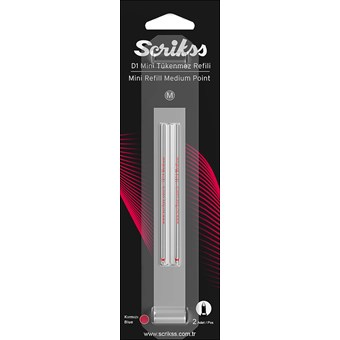 SCRİKSS D1 M (MEDIUM) KISA TİP TÜKENMEZ KALEM YEDEĞİ MİNİ (REFİL) 2"Lİ MAVİ
