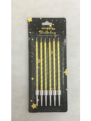 Nedi 13 Cm Burgulu Çubuk Mum Altın 6"lı 2236g