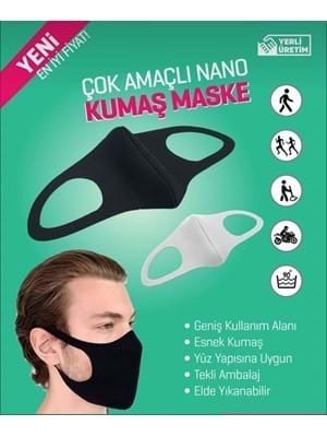 Nano Yıkanabilir Kumaş Dikişsiz Siyah Maske 1'li