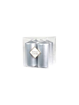 Horizon Candle 3.5x5 Cm Bar Mum 4"lü Varak Gümüş