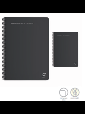 Gıpta Black Note A4 Pp Kapak Spiralli Defter Kareli 80 Yp 6946