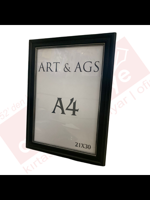 Art&ags A4 35 Mm Ahşap Görünümlü Çerçeve Gümüş Yaldızlı Siyah