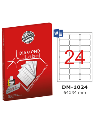 Diamond Label 64x34 Mm A4 Laser Etiket 100"lü Dm-1024