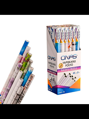 Onas 45cmx2mt Yapışkanlı Folyo Baskılı Buzlu Ons-74