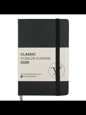 Victorias Journals Classic 9x14 Günlük Ajanda Sert Kapak Ivory Siyah 124-1483 2025