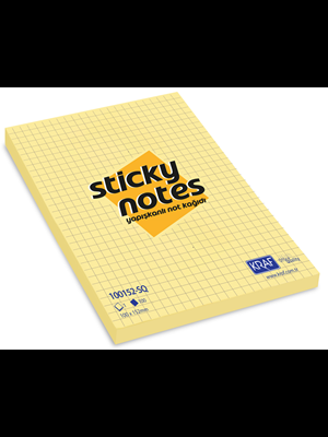 Kraf 100x152 Mm Yapışkanlı Not Kağıdı 100 Yp Kareli-sarı 100152-sq