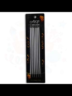 Nedi 19-20 Cm İnce Çubuk Mum Kartelalı 6"lı Gümüş 7139