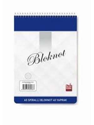 Elma A5 Karton Kapak Spiralli Bloknot Çizgisiz 40 Yp