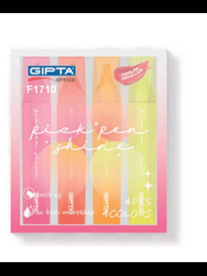 Gıpta Fosforlu Kalem 4 Lü Parlak Renkler F1710