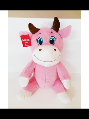 Selay 40 Cm Peluş Oturan Sevimli İnek Pembe 8006