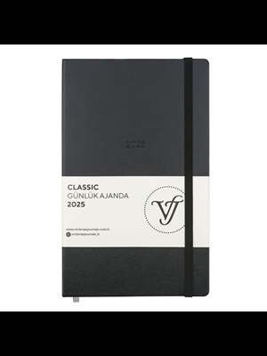 Victorias Journals Classic 13x21 Günlük Ajanda Sert Kapak Ivory Siyah 124-1447 2025