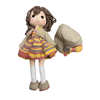 Amigurumi 32cm Kıvırcık Saçlı Kız Bebek Organik Örgü Oyuncak Muhtelif Renkler Gr-bbk32