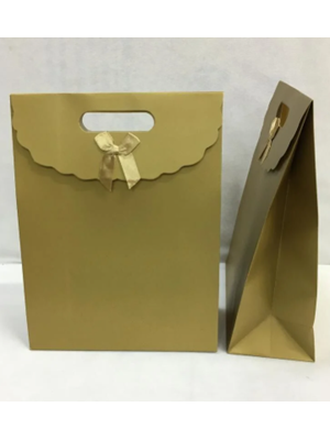 Nedi 24x11x31 Cm Cırtlı Karton Hediye Çantası Altın 2431g