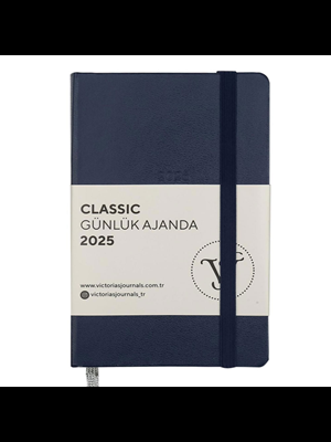 Victorias Journals Classic 9x14 Günlük Ajanda Sert Kapak Ivory Lacivert 124-1484 2025