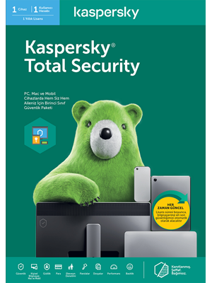 Kaspersky Total Security 1 Kullanıcılı 1 Yıl Anti Virüs Programı