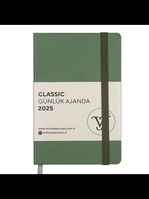 Victorias Journals Classic 9x14 Günlük Ajanda Sert Kapak Ivory A.yeşil 124-1487 2025