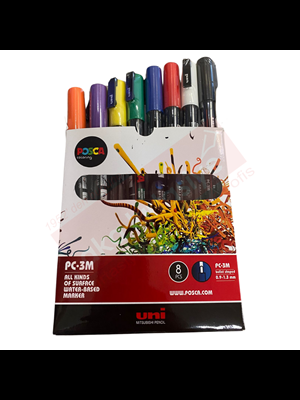 Uni Posca 0.9-1.3 Su Bazlı Markör Kalem Ana Renkler 8"li Pc-3m 8p