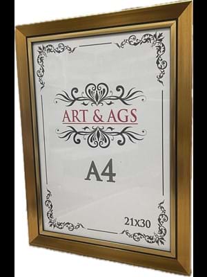 Art&ags A4 22 Mm Ahşap Çerçeve Altın Paspartulu Altın