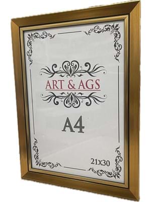 Art&ags A4 22 Mm Ahşap Çerçeve Altın Paspartulu Altın