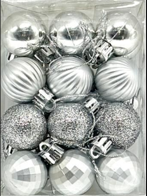 Nedi Yılbaşı Top Süs 4 Cm Gümüş 24"lü 13253