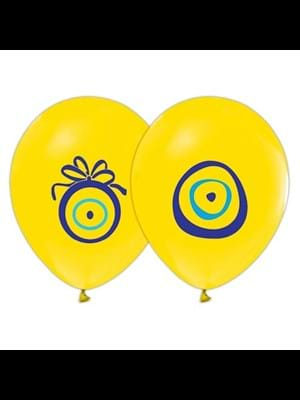 Nedi Baskılı Balon Nazar Boncuğu Sarı 16"lı 7065