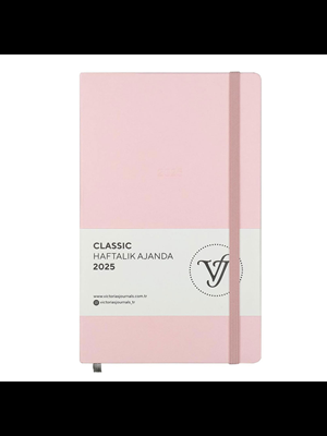 Victorias Journals Classic 13x21 Haftalık Ajanda Sert Kapak Ivory Pembe 124-1415 2025