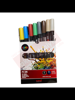 Uni Posca 0.9-1.3 Su Bazlı Markör Kalem Toprak Renkleri 8"li Pc-3m