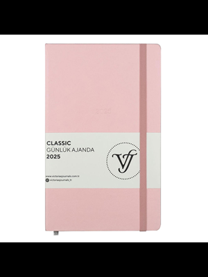 Victorias Journals Classic 13x21 Günlük Ajanda Sert Kapak Ivory Pembe 124-1453 2025