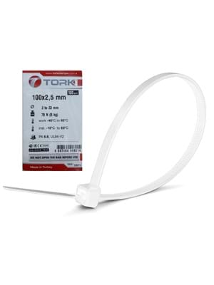 Tork Trk-100x2.5mm 100lü Beyaz Kablo Bağı