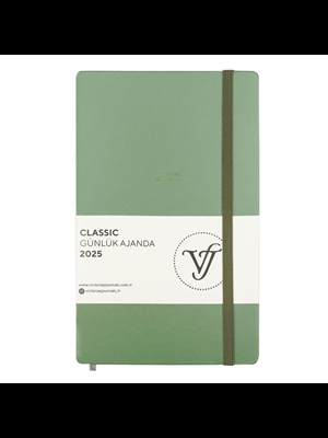 Victorias Journals Classic 13x21 Günlük Ajanda Sert Kapak Ivory A.yeşil 124-1451 2025