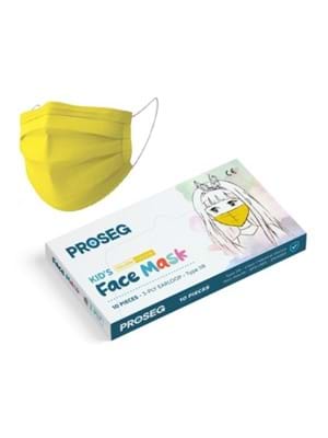 Proseg Kids 3 Katlı Telli Çocuk Maskesi 10'lu Sarı